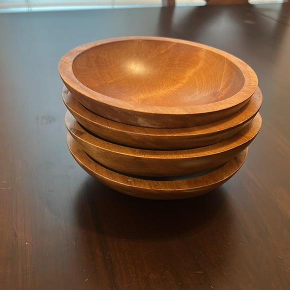 Vintage Baribocraft Canada Set Of 4 Maple Salad Bowls Mid Century Modern - Picture 11 of 11